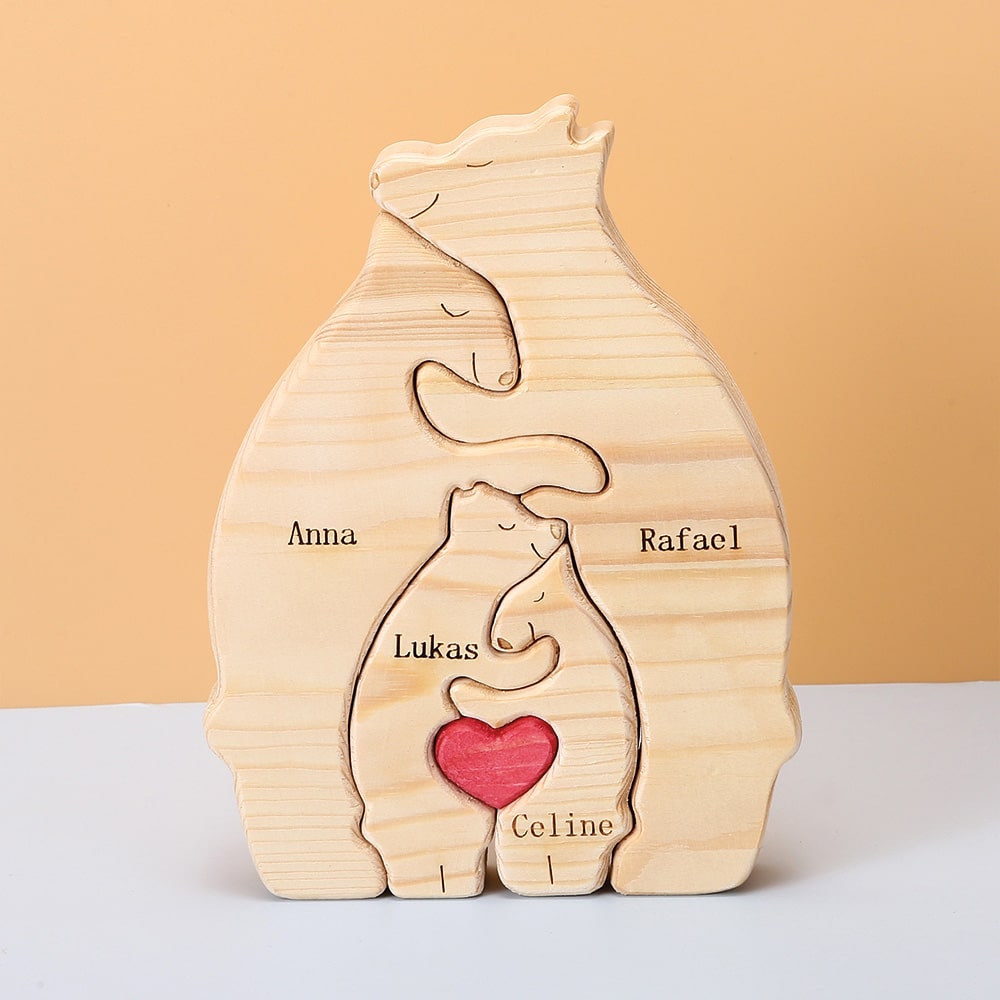 Personalisierte Familienbären aus Holz