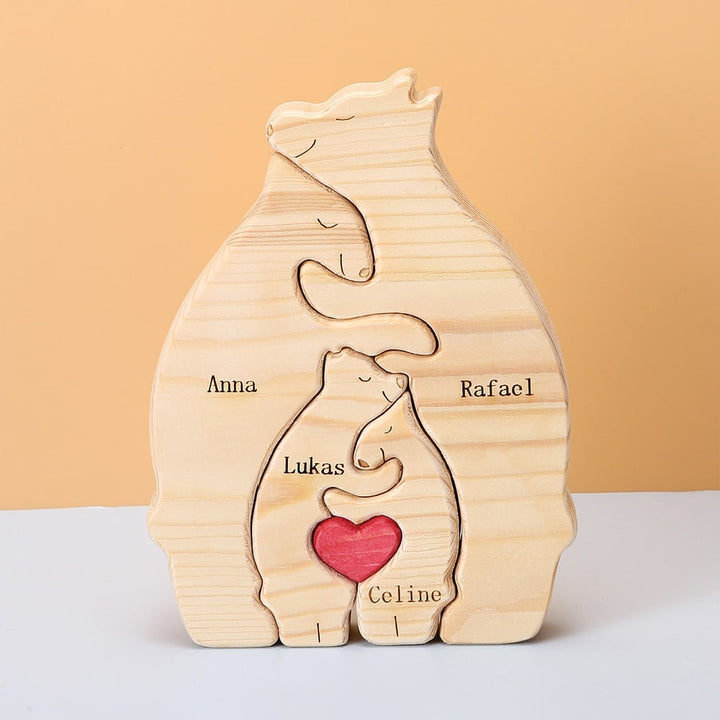 Personalisierte Familienbären aus Holz