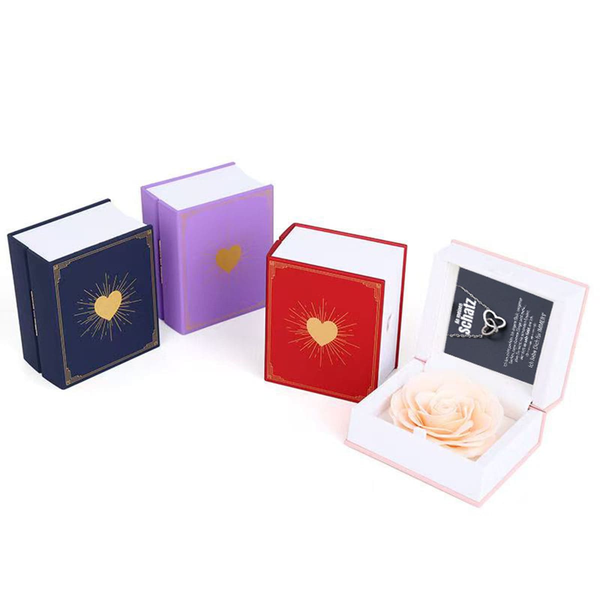 Buch Rosenbox mit Doppelherzkette