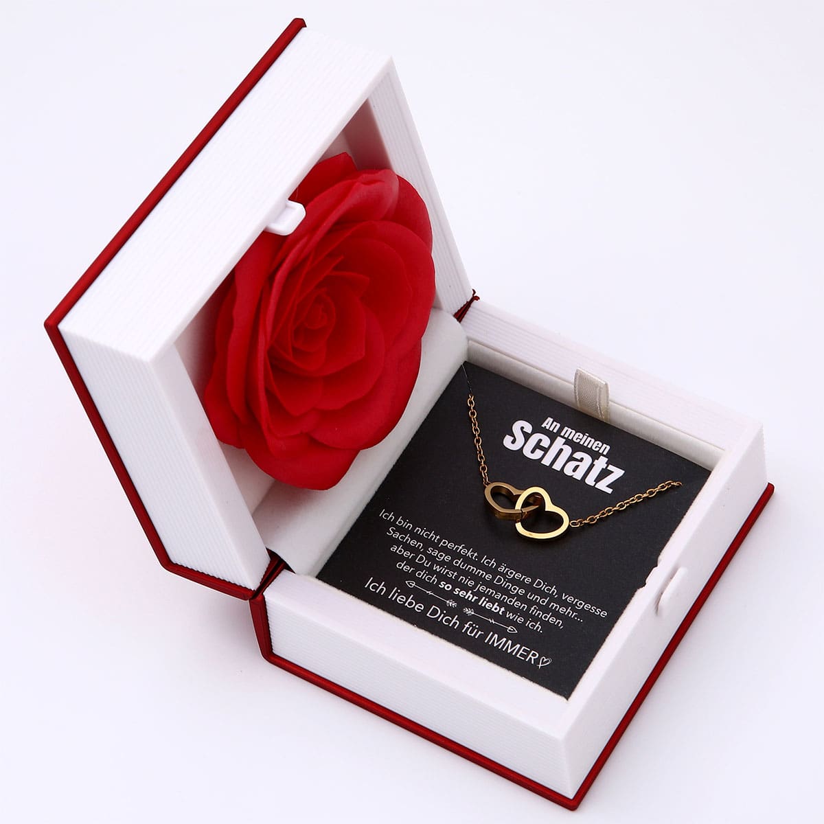 Buch Rosenbox mit Doppelherzkette