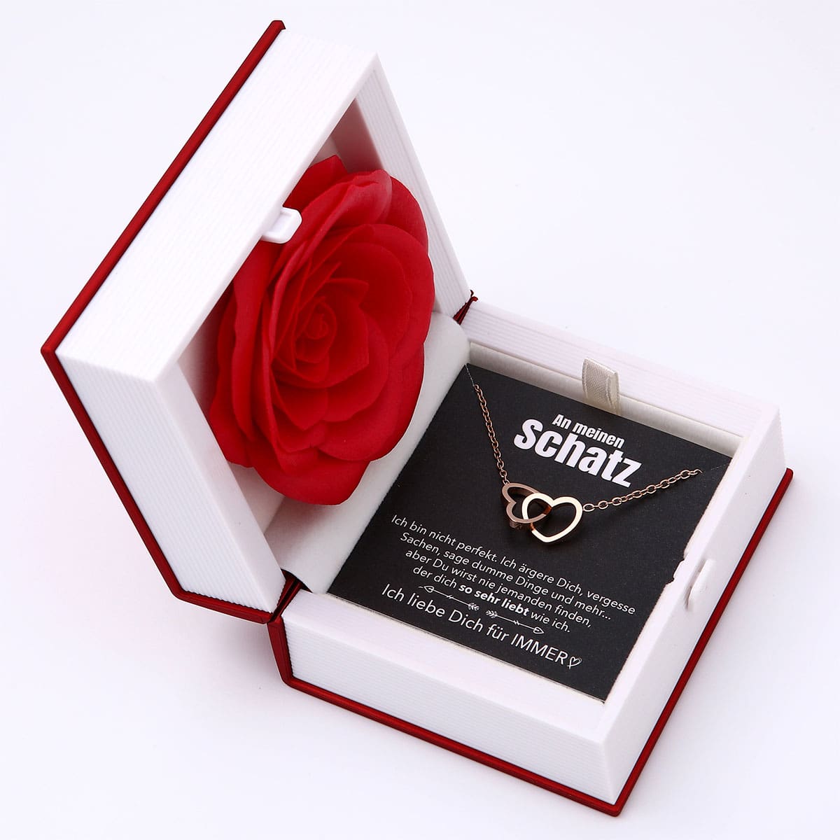 Buch Rosenbox mit Doppelherzkette