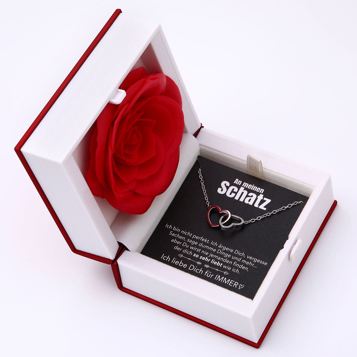 Buch Rosenbox mit Doppelherzkette