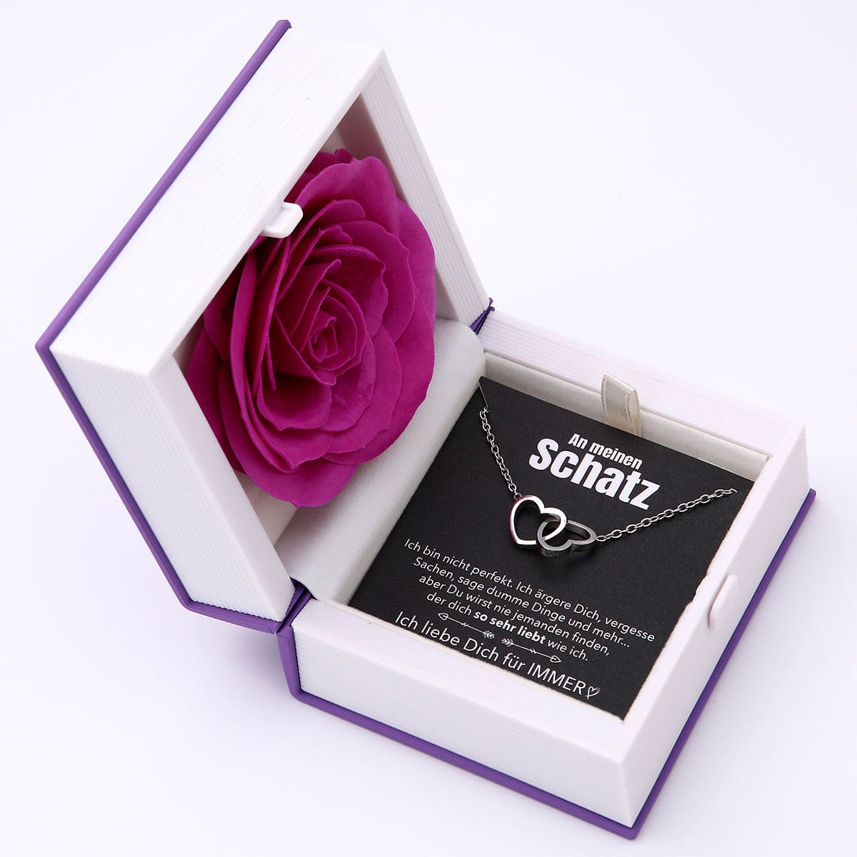 Buch Rosenbox mit Doppelherzkette