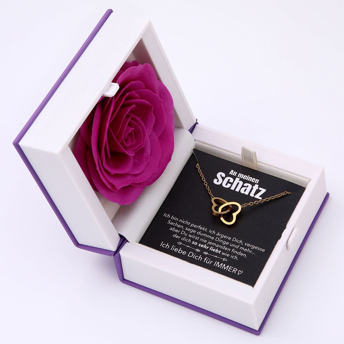 Buch Rosenbox mit Doppelherzkette