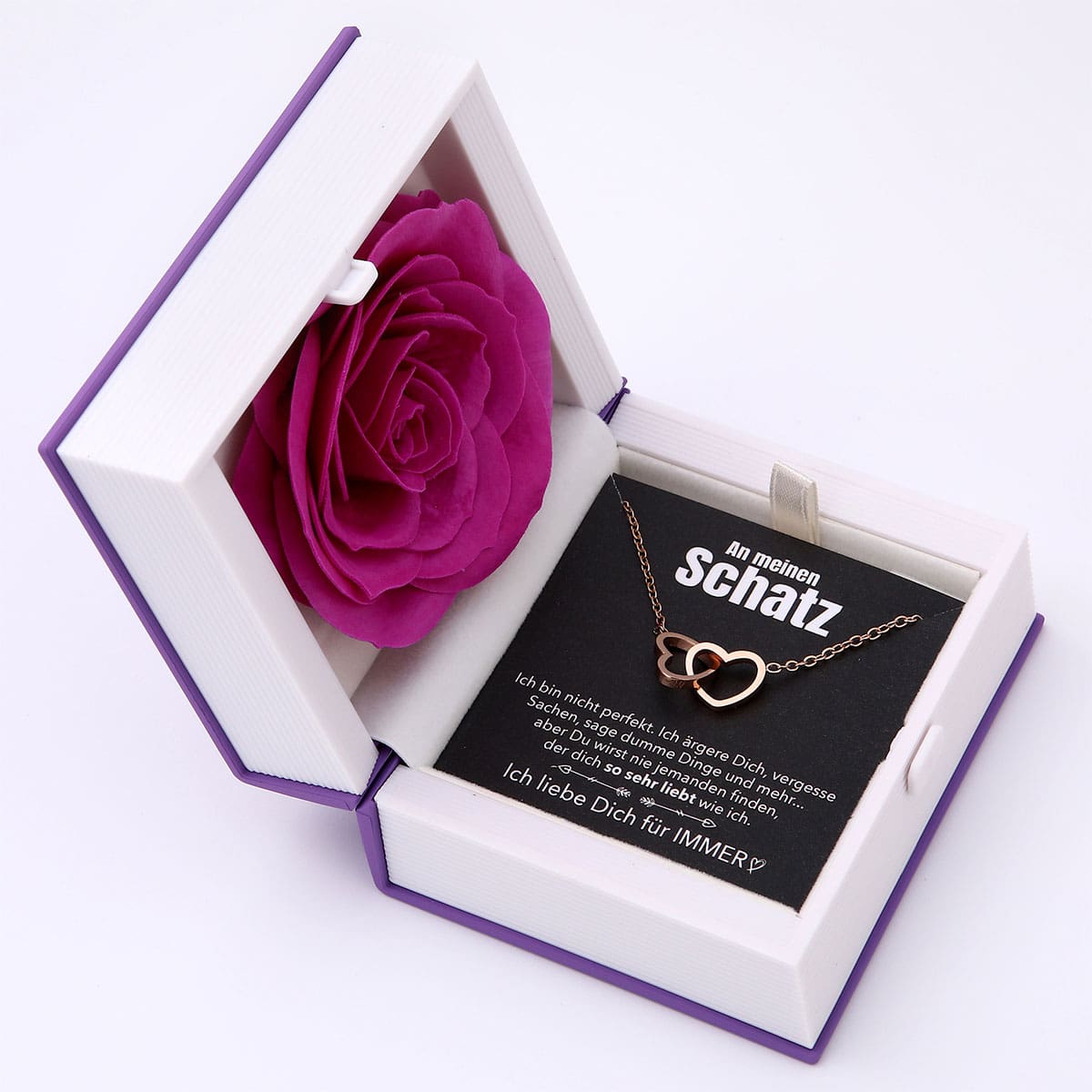 Buch Rosenbox mit Doppelherzkette