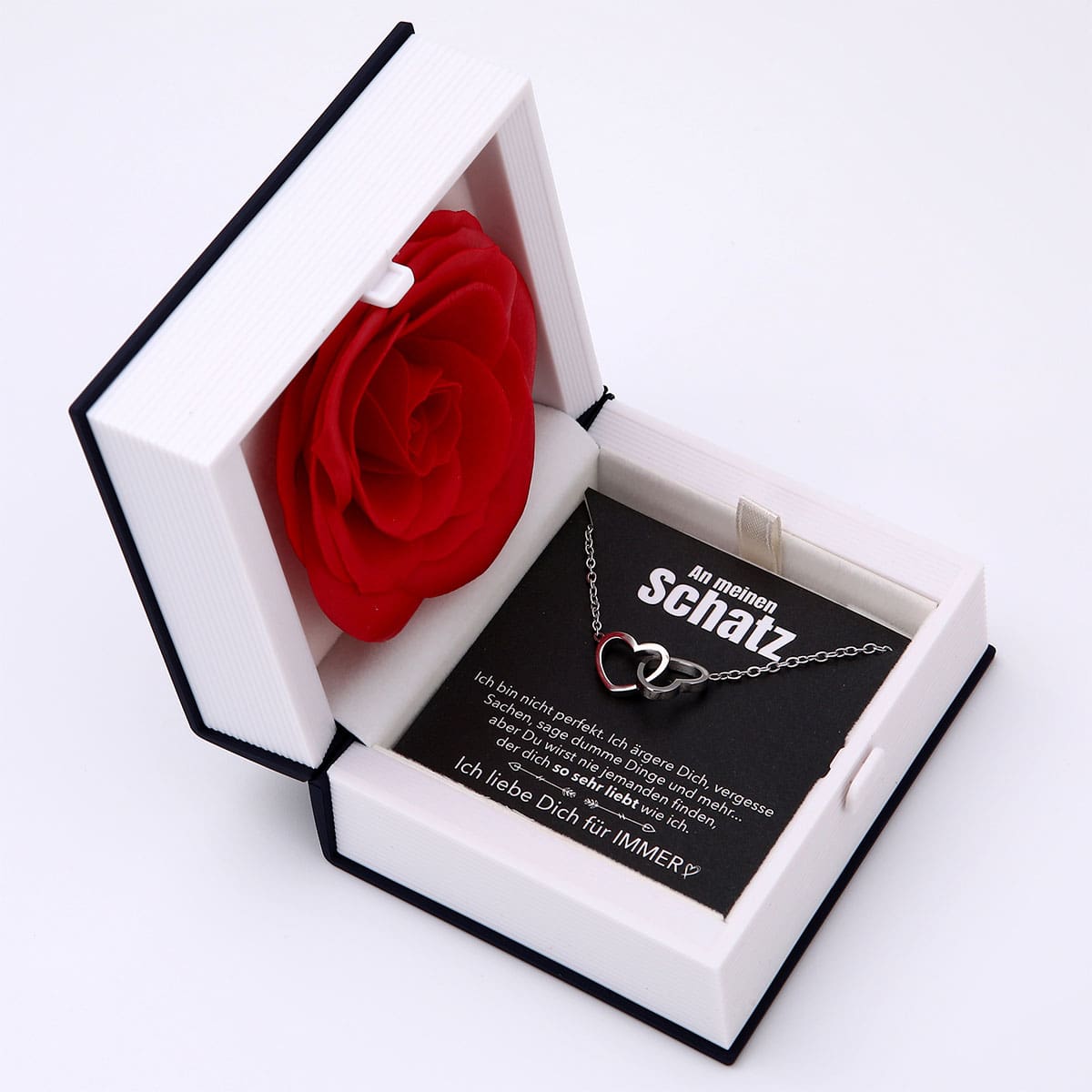 Buch Rosenbox mit Doppelherzkette