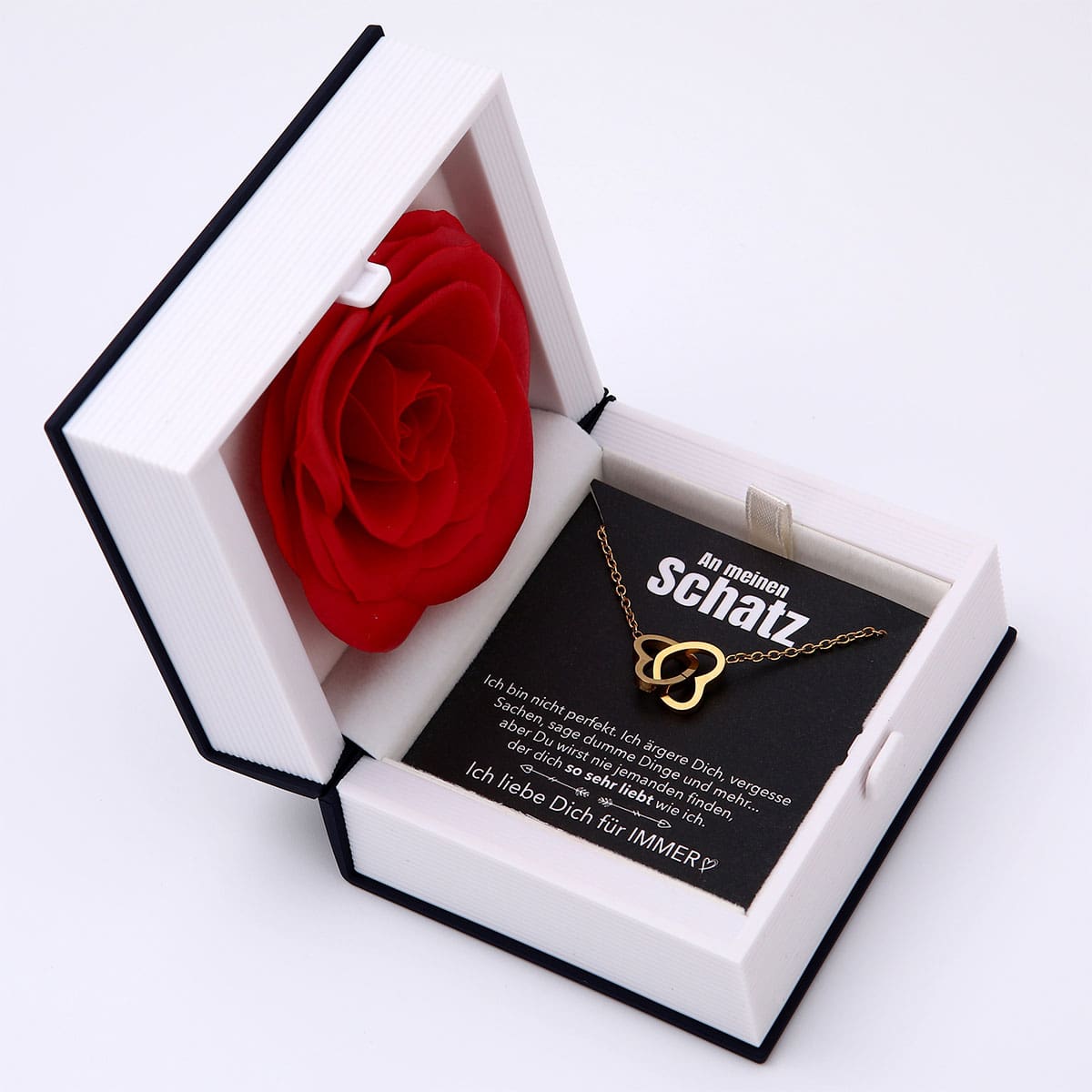 Buch Rosenbox mit Doppelherzkette