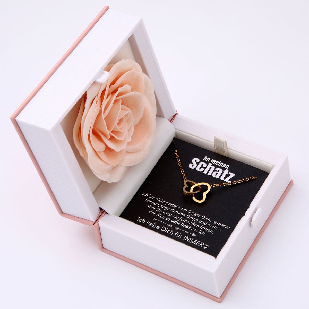 Buch Rosenbox mit Doppelherzkette