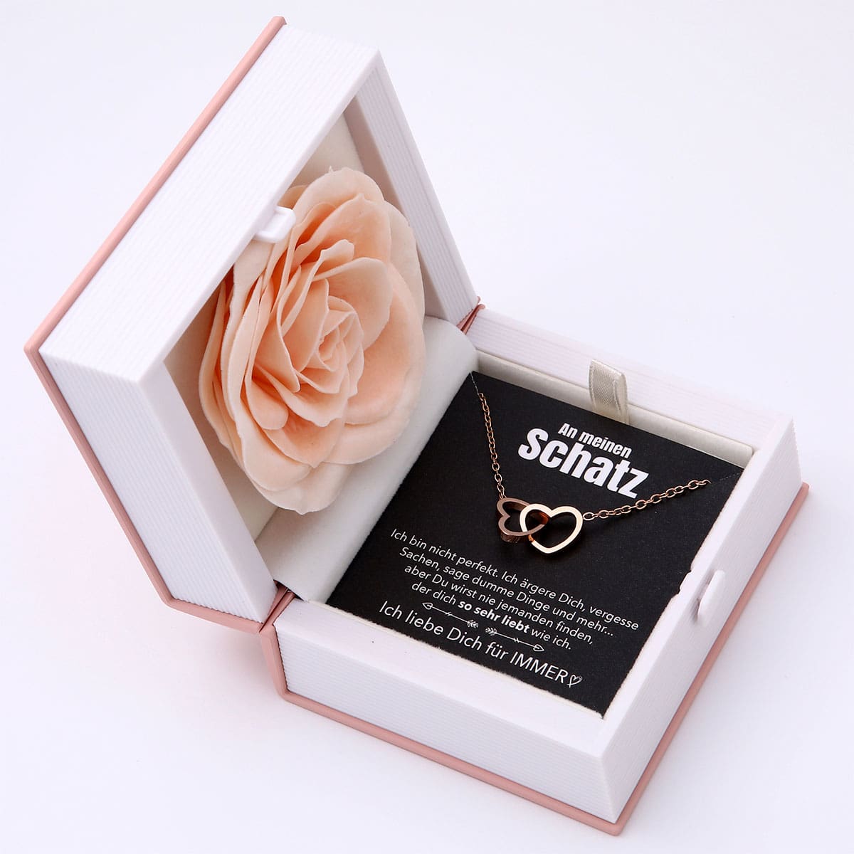 Buch Rosenbox mit Doppelherzkette
