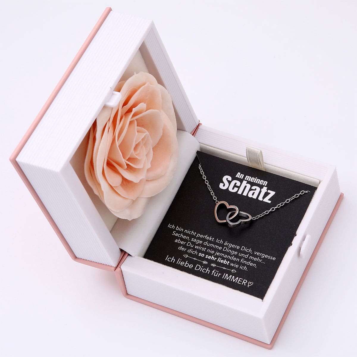 Buch Rosenbox mit Doppelherzkette