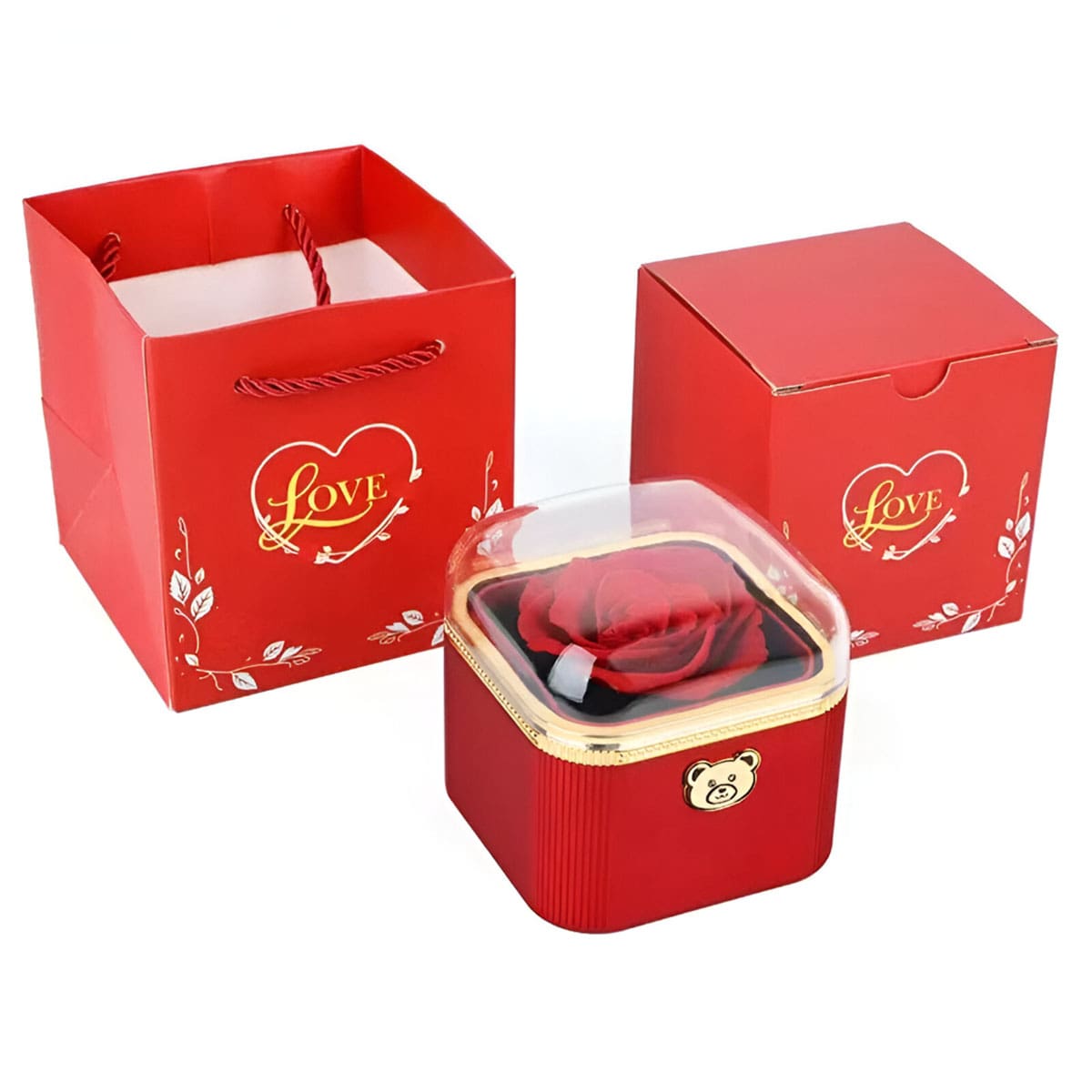 Klick-Rosenbox mit Doppelherzkette