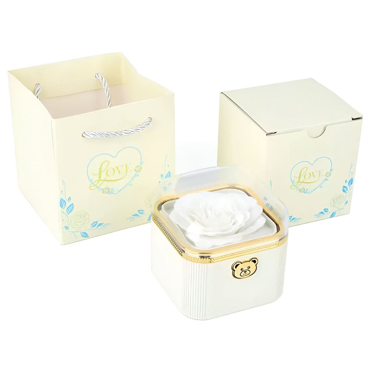 Klick-Rosenbox mit Doppelherzkette