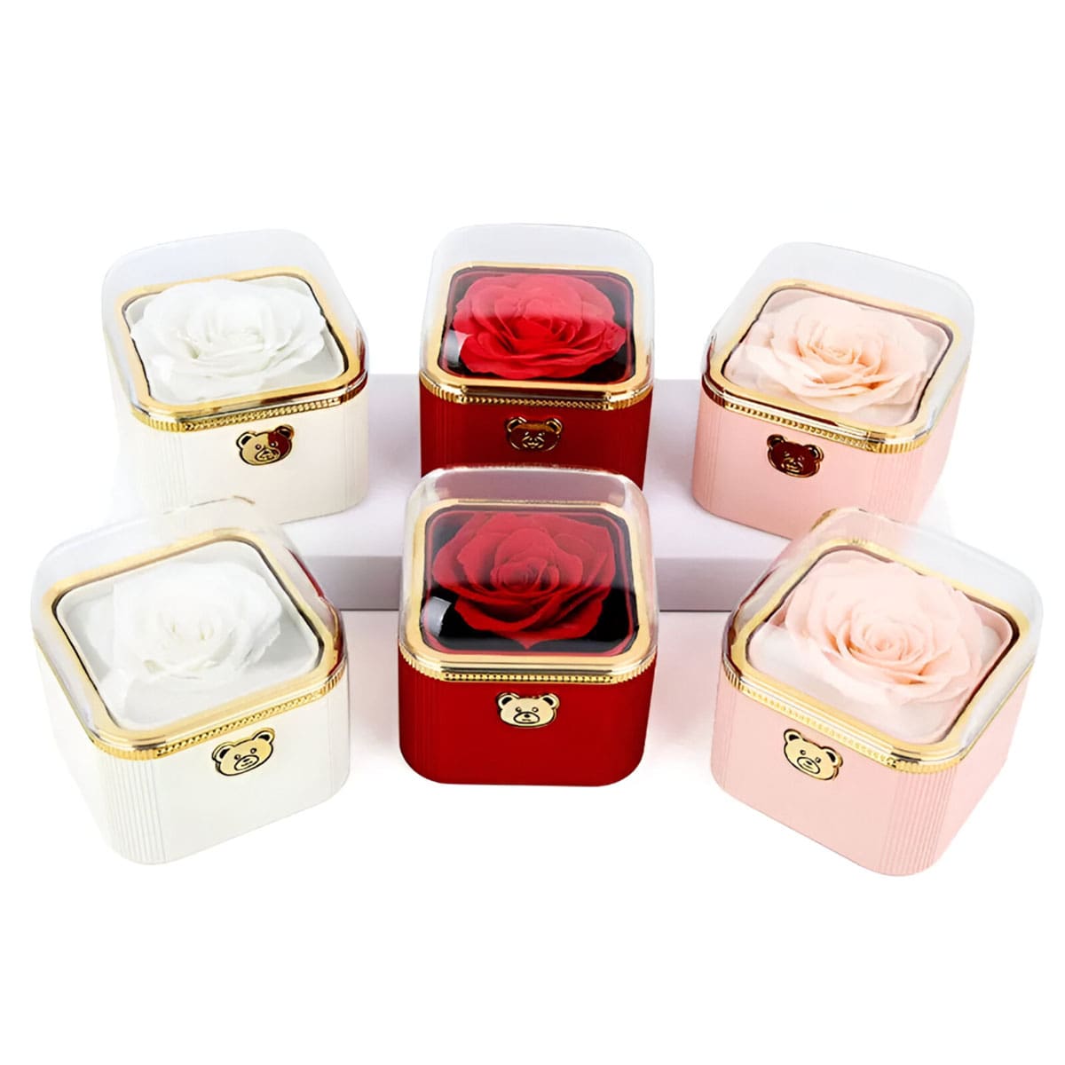 Klick-Rosenbox mit Doppelherzkette