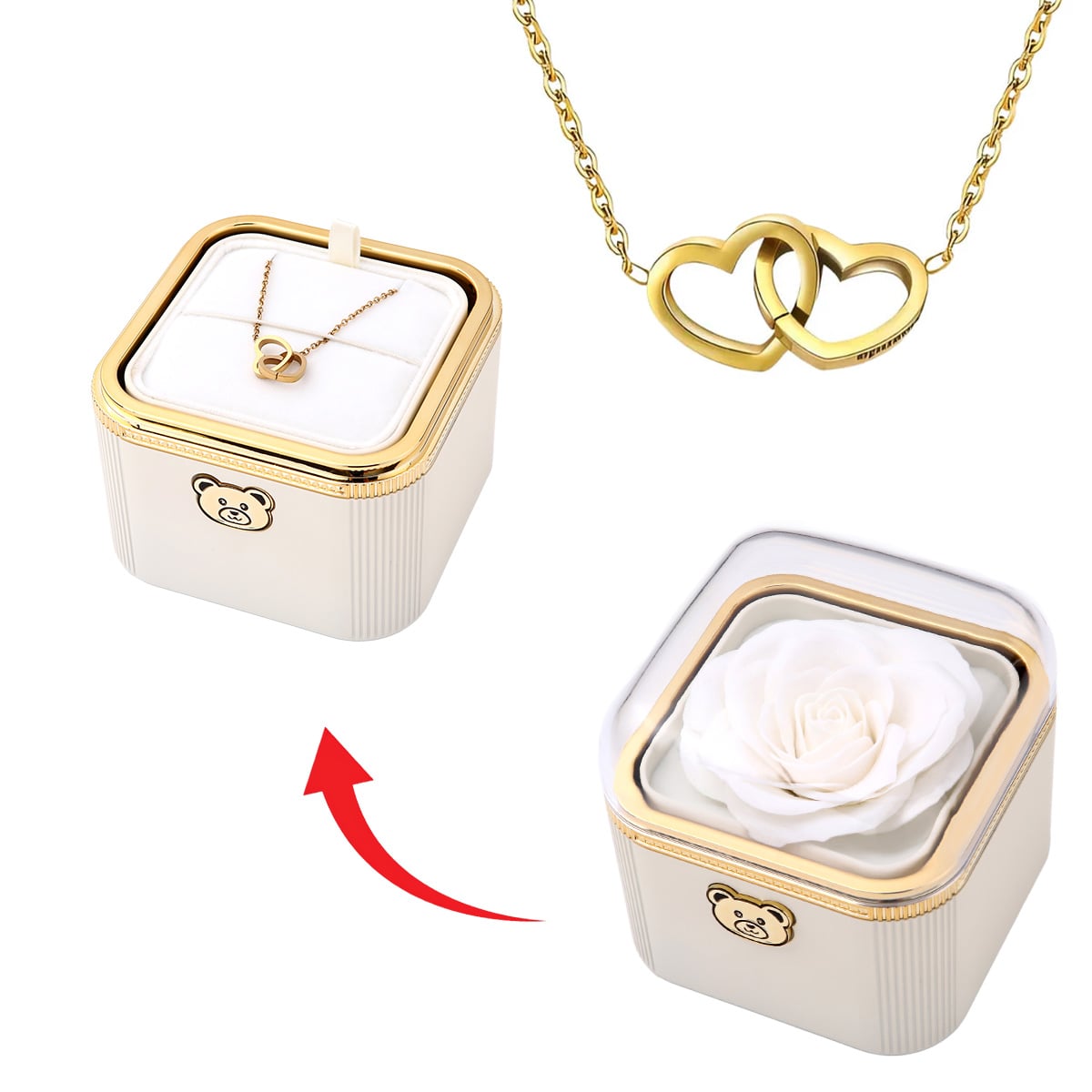 Klick-Rosenbox mit Doppelherzkette