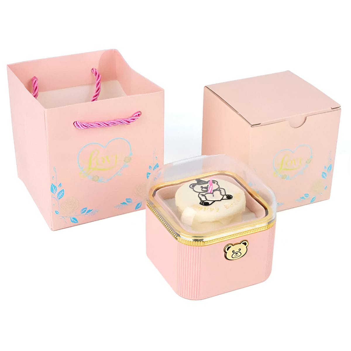 Überraschungs Geburtstags Box mit Doppelherzkette und Kerze