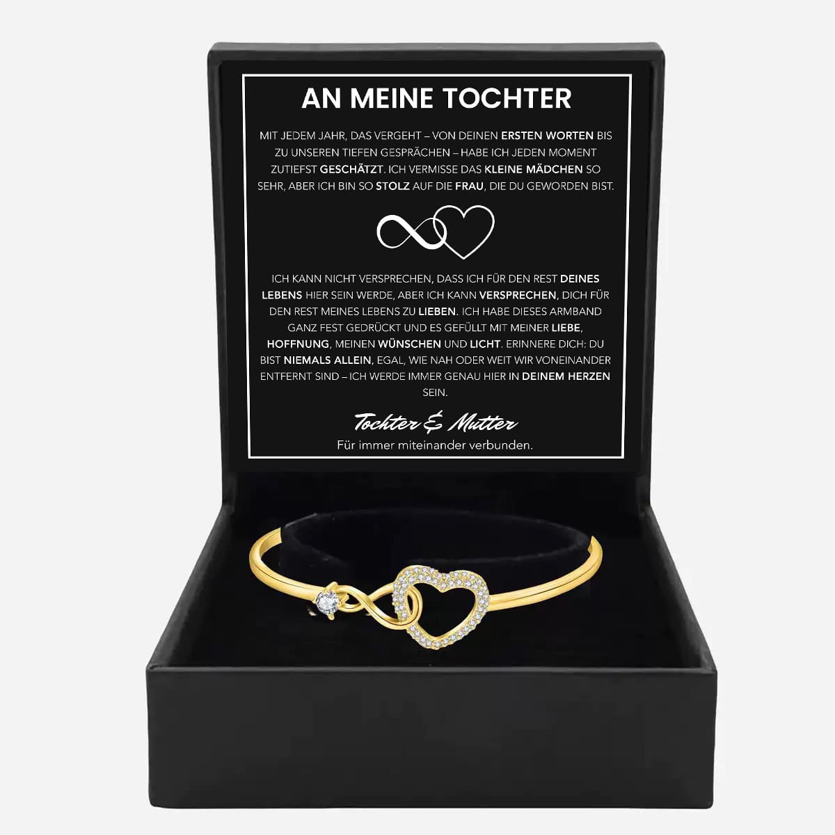 An meine Tochter - Unendlichkeit & Herz Armband mit Notiz