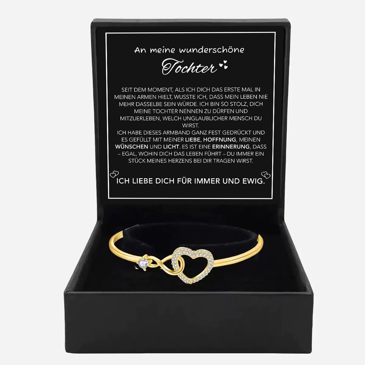 An meine Tochter - Unendlichkeit & Herz Armband mit Notiz