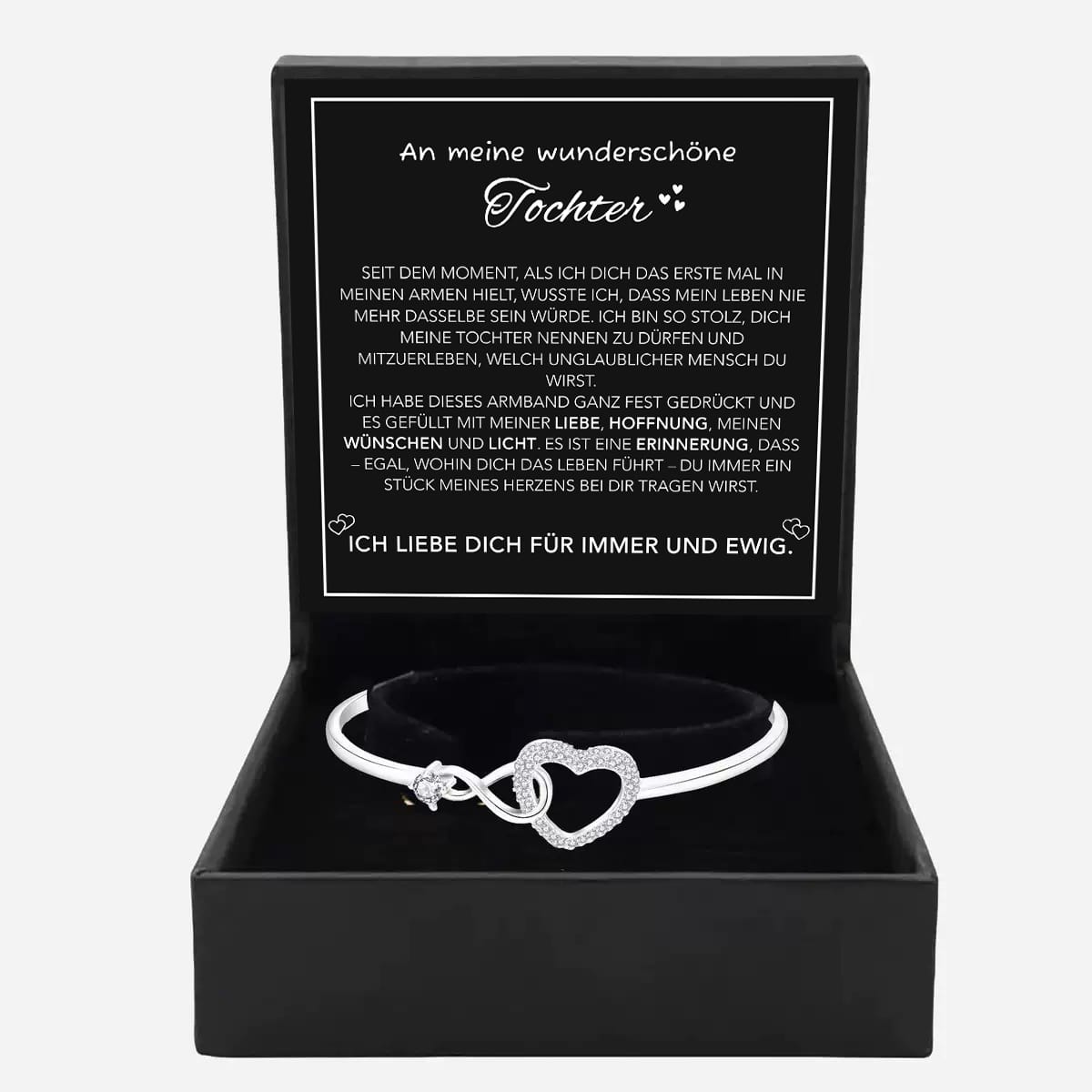 An meine Tochter - Unendlichkeit & Herz Armband mit Notiz