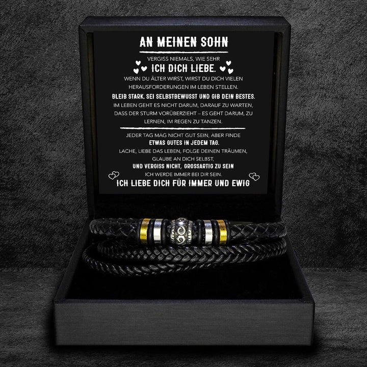 An meinen Sohn - Ich Liebe Dich - Geflochtenes Edelstahl Lederarmband