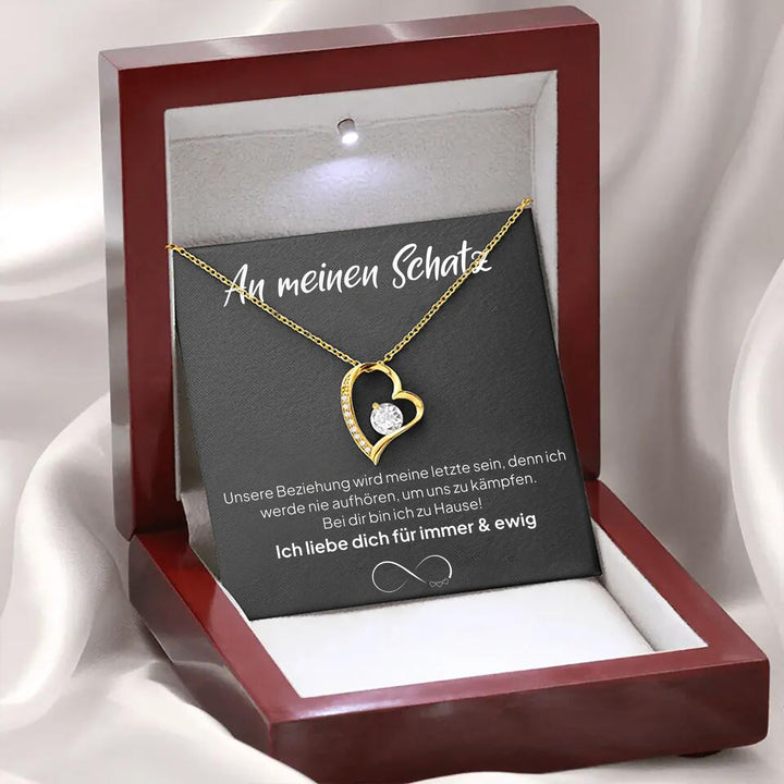 14k Weißgold Ausführung Herz Halskette - Unsere Beziehung
