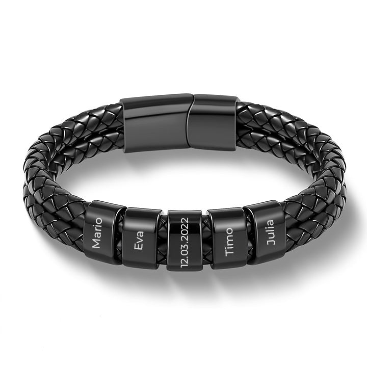 An meinen Mann - Lederarmband mit gravierten Beads