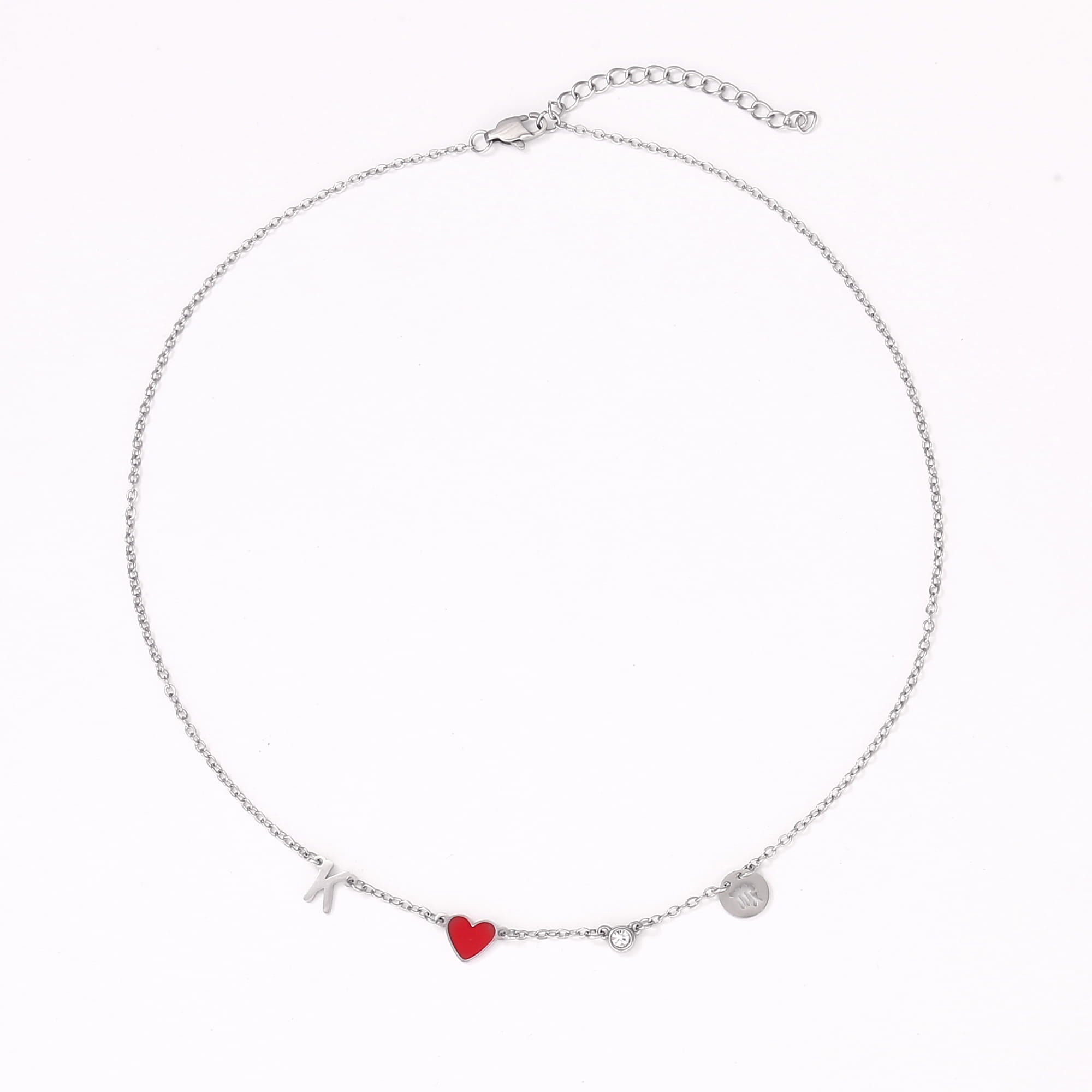 Individuelle Initialen Herzkette mit Geburtsstein und Sternzeichen