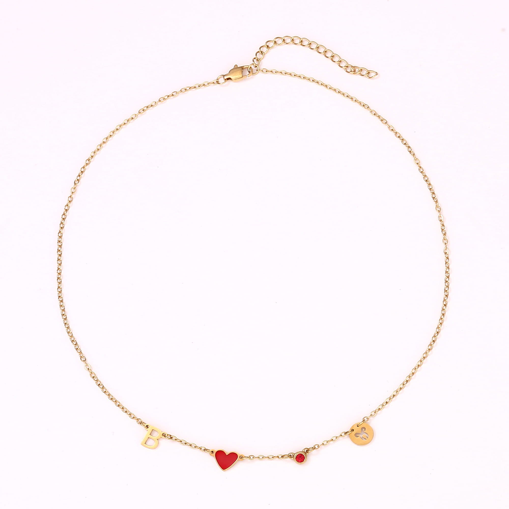 Individuelle Initialen Herzkette mit Geburtsstein und Sternzeichen
