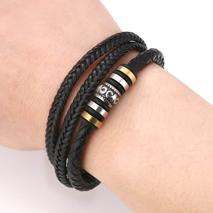 An meinen Enkel - Geflochtenes Edelstahl Lederarmband