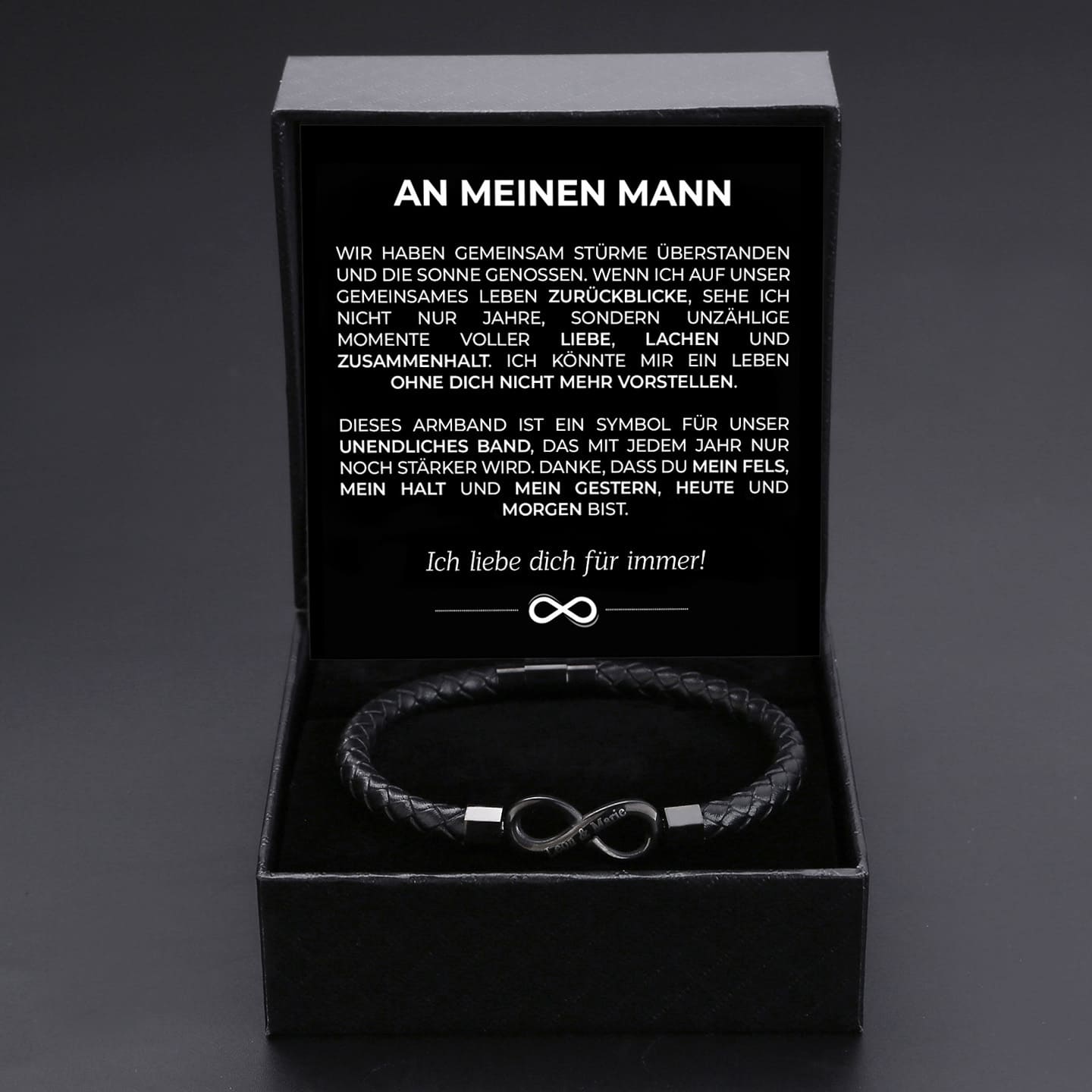 An meinen Mann - Wir gegen die Welt - Personalisiertes Unendlichkeits-Armband