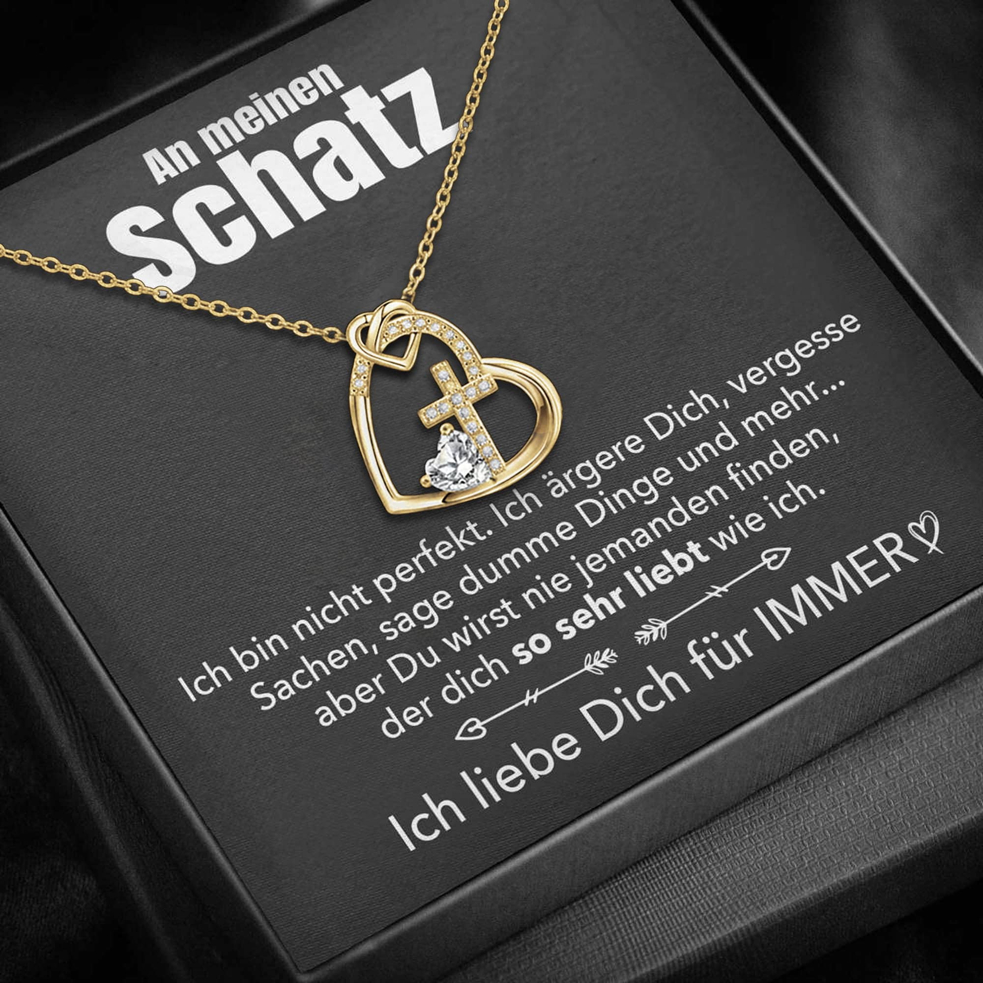 An meinen Schatz - Kreuz-Herz Halskette