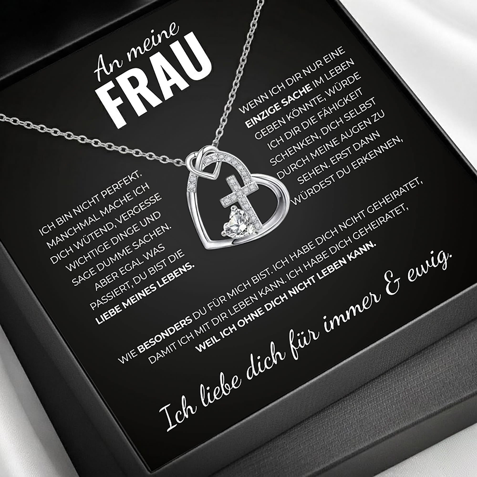 An meine Frau - Kreuz-Herz Halskette