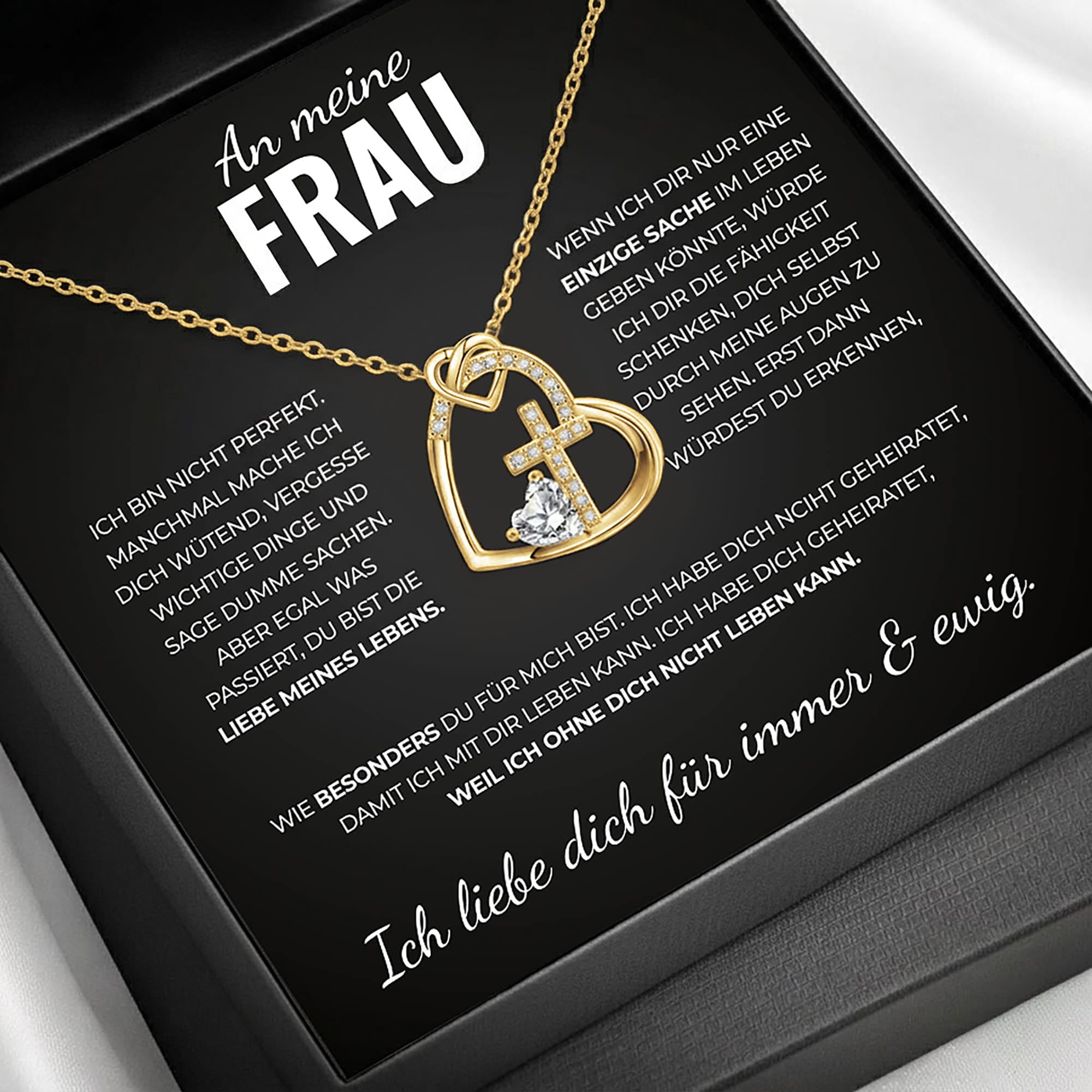 An meine Frau - Kreuz-Herz Halskette
