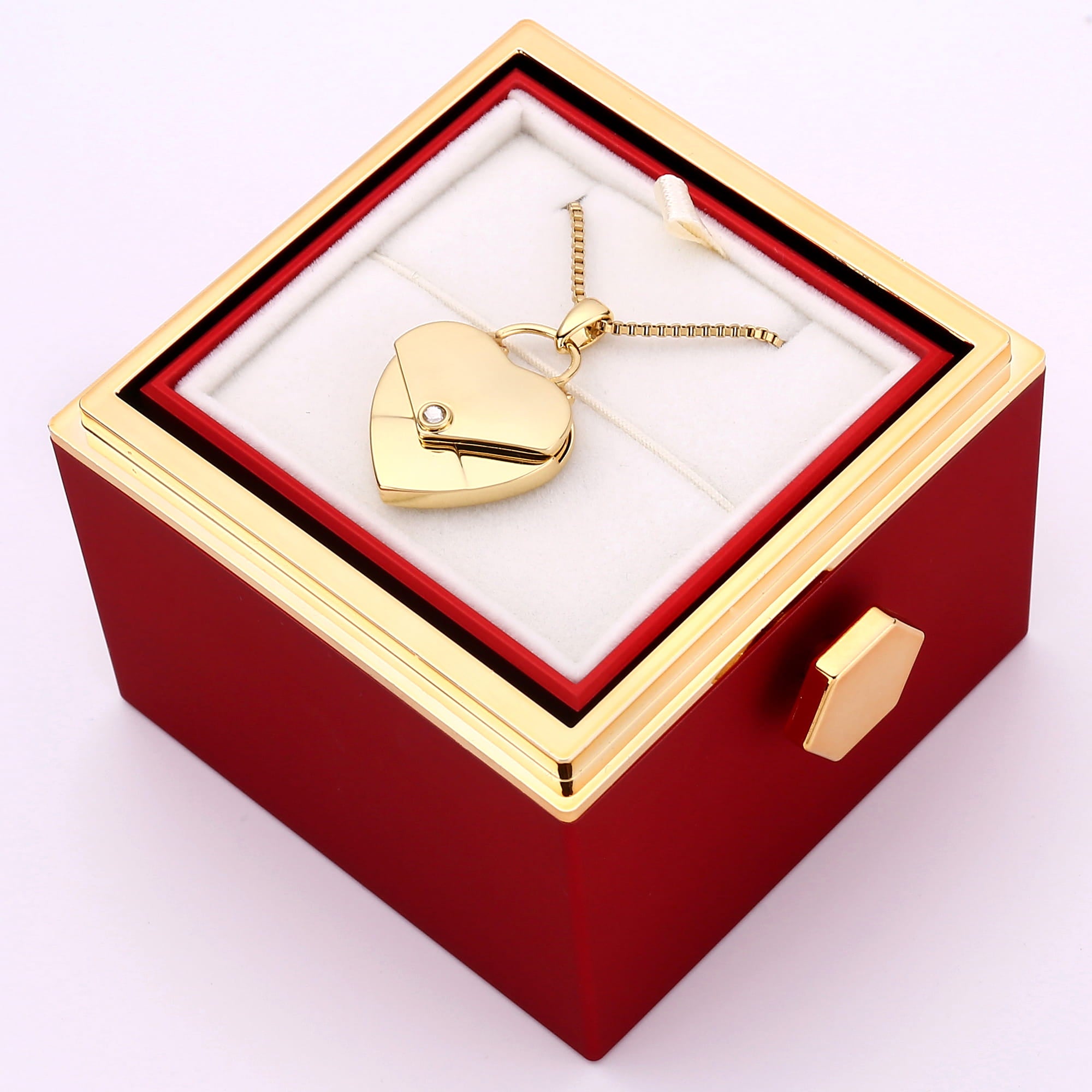 Rosenbox mit Herzkette mit Gravur