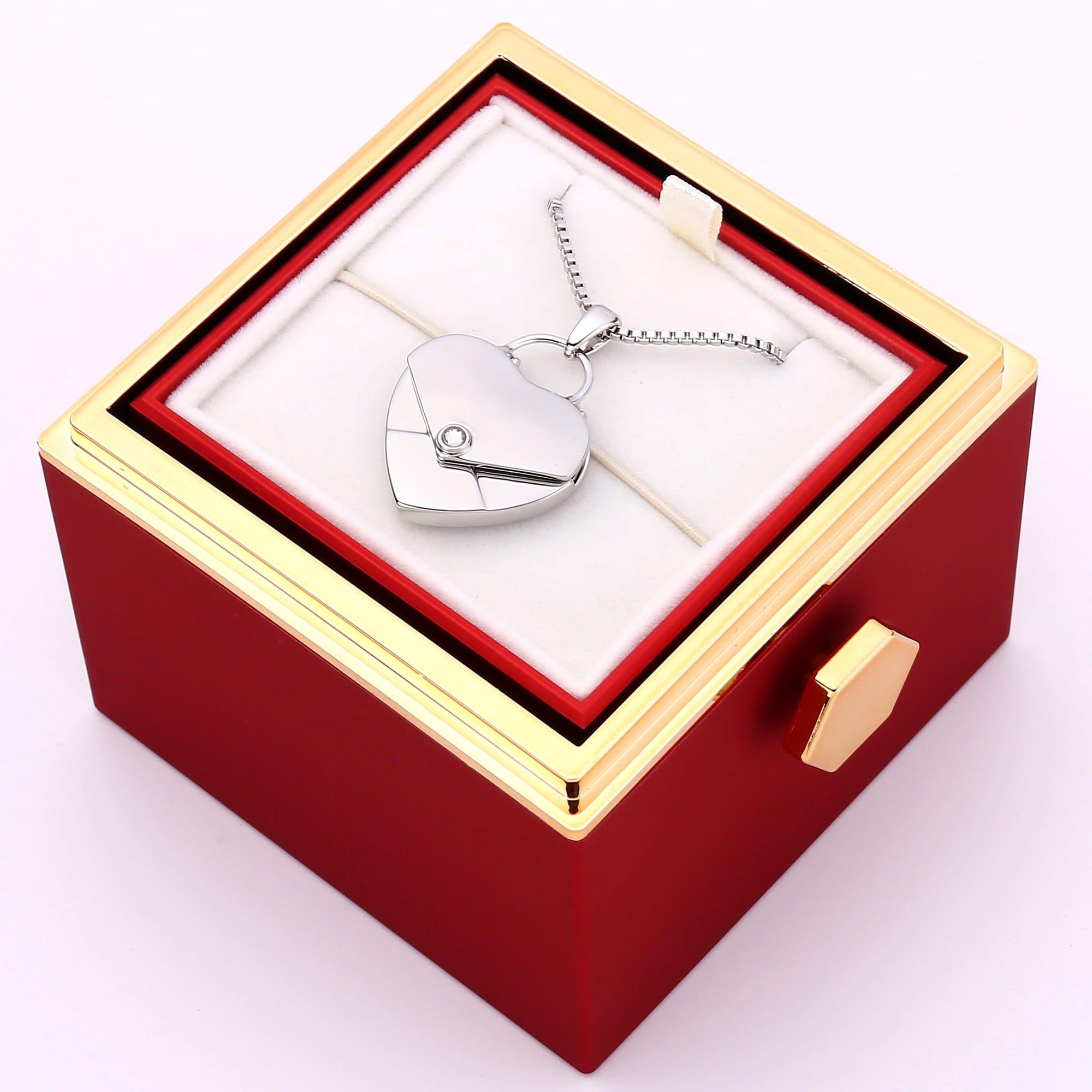 Rosenbox mit Herzkette mit Gravur