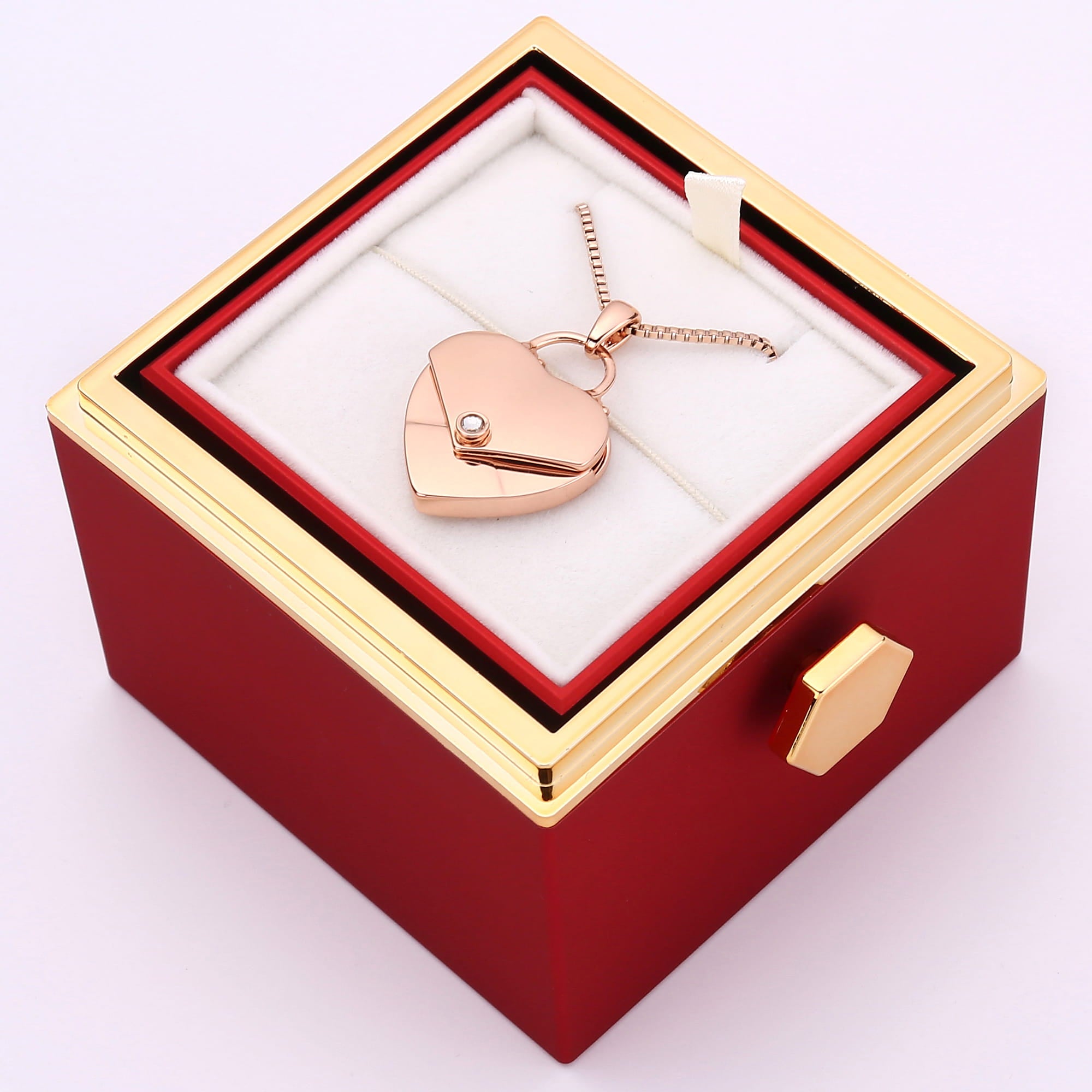 Rosenbox mit Herzkette mit Gravur