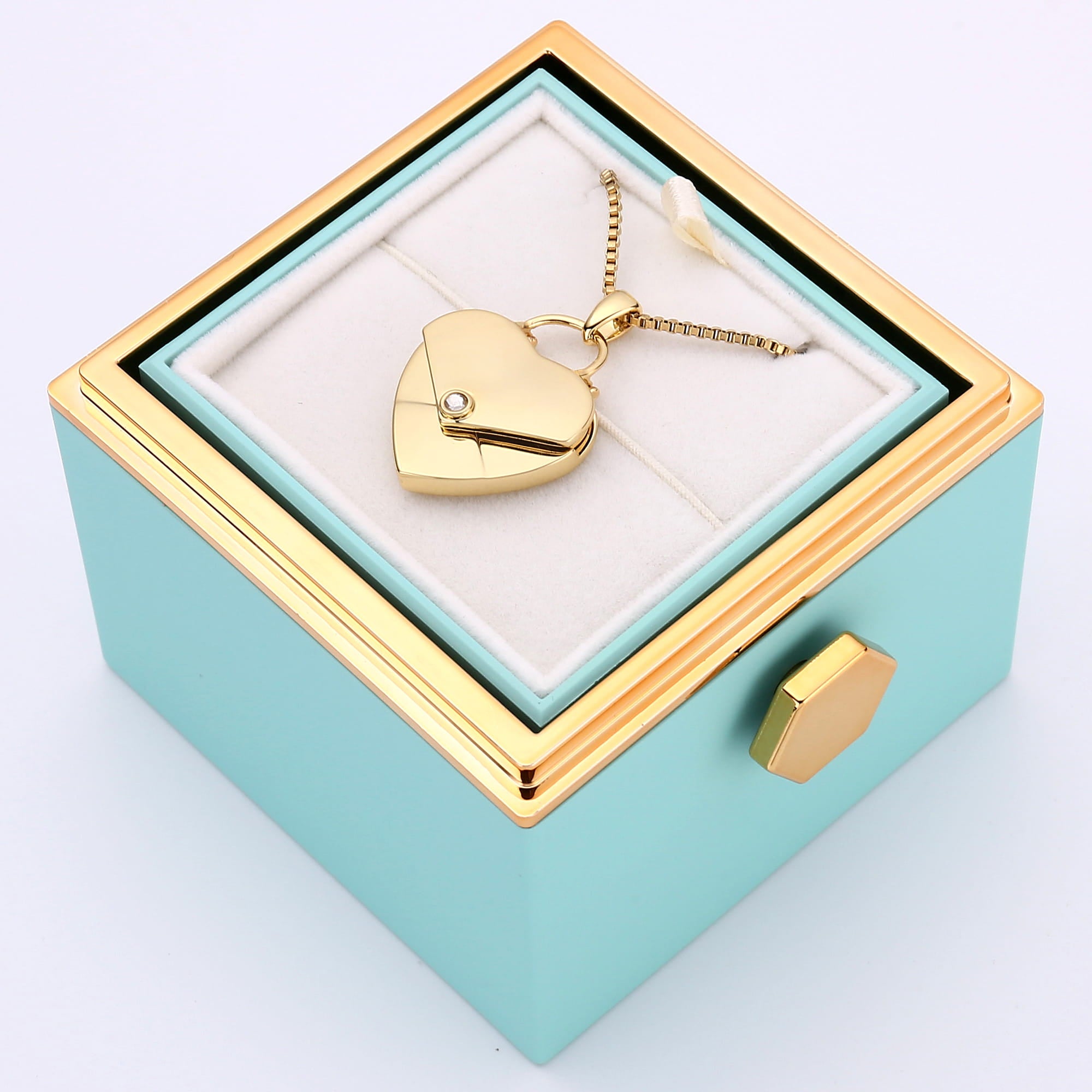 Rosenbox mit Herzkette mit Gravur