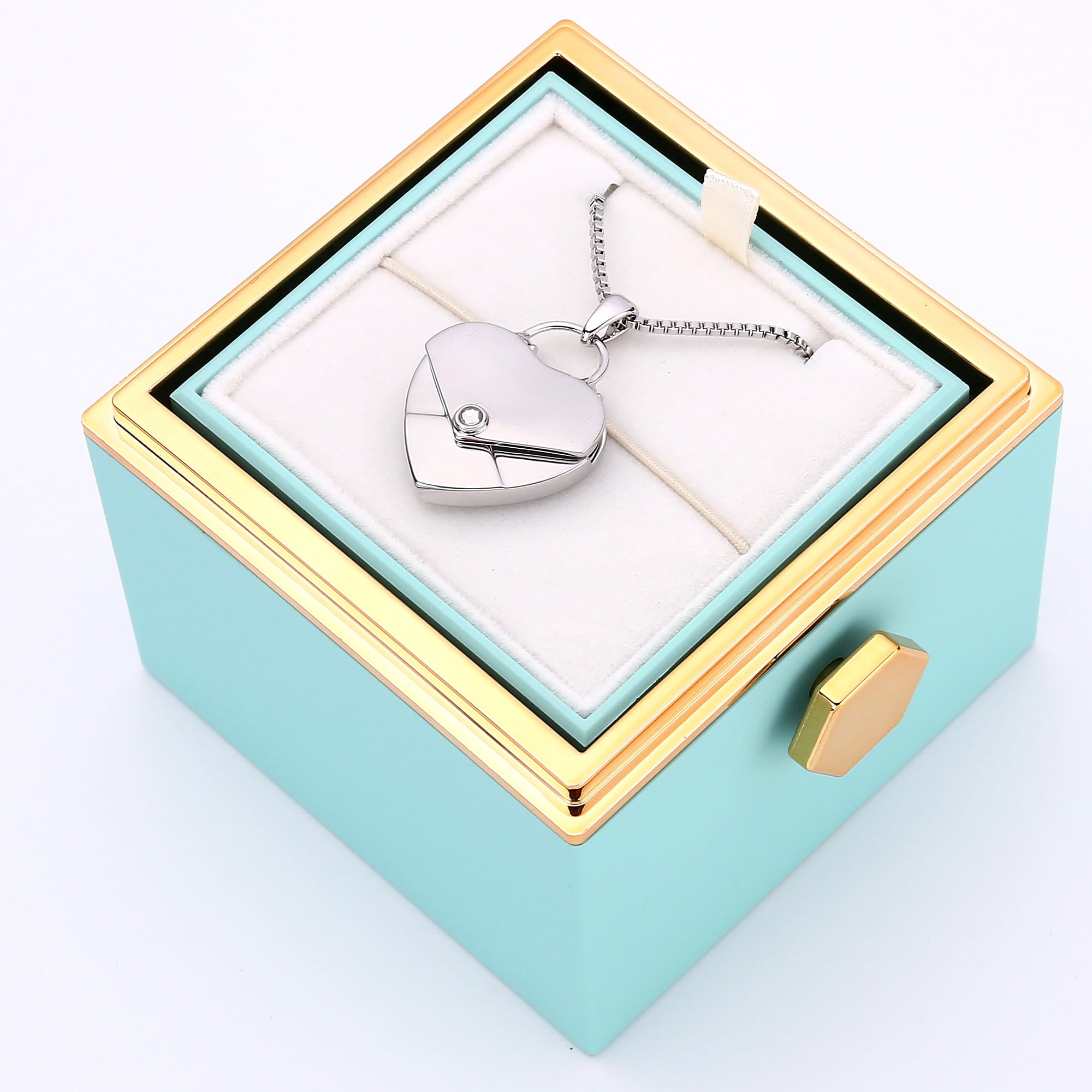 Rosenbox mit Herzkette mit Gravur