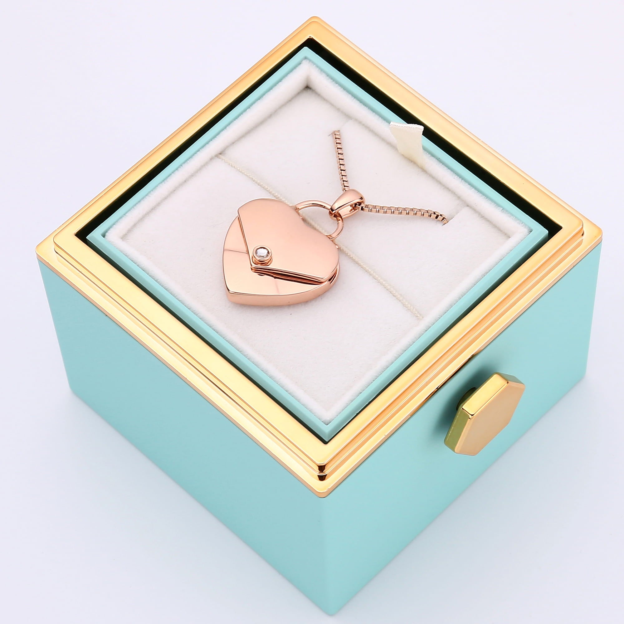 Rosenbox mit Herzkette mit Gravur