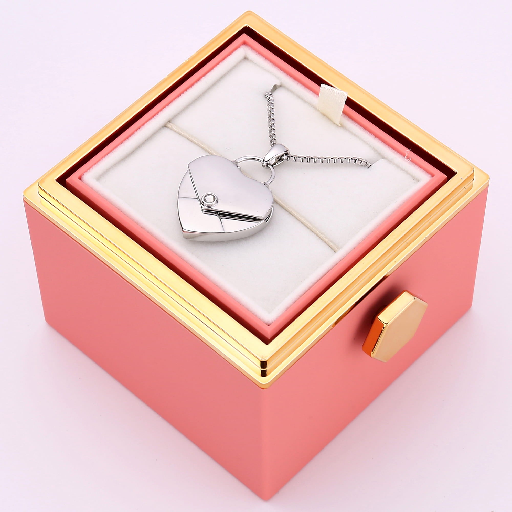 Rosenbox mit Herzkette mit Gravur