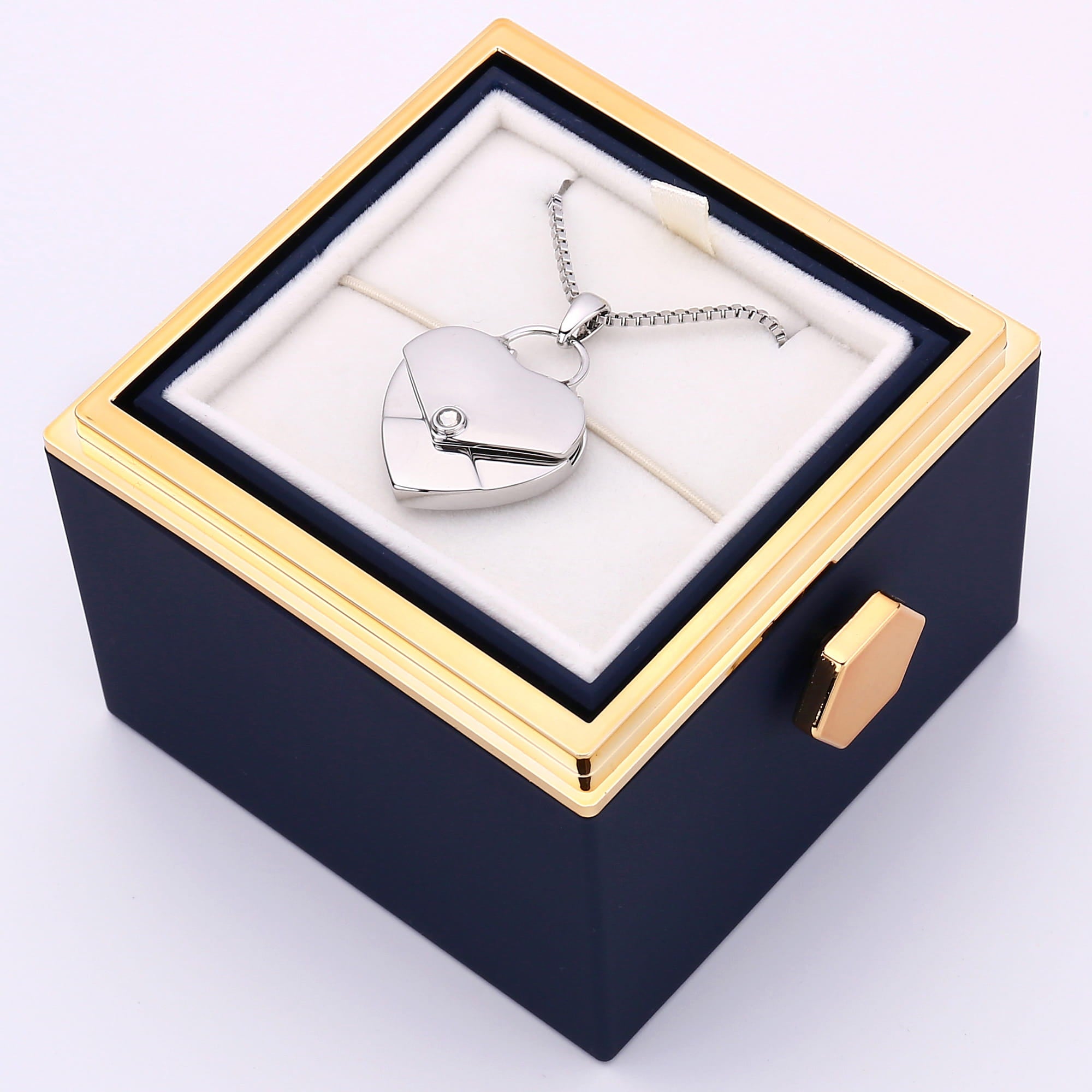 Rosenbox mit Herzkette mit Gravur