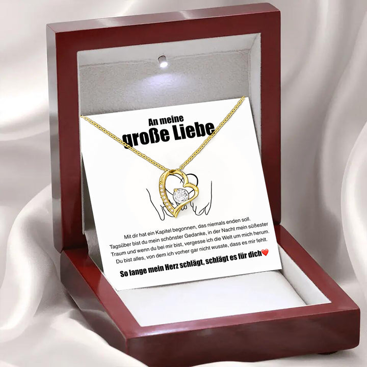 14k Weißgold Ausführung Herz Halskette - Große Liebe