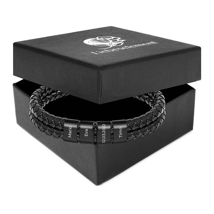 Lederarmband mit gravierten Beads