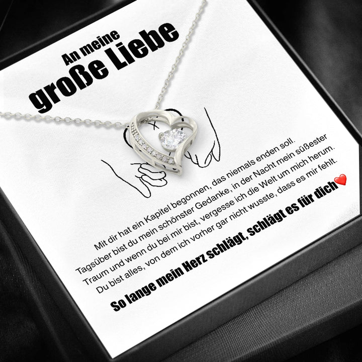 14k Weißgold Ausführung Herz Halskette - Große Liebe