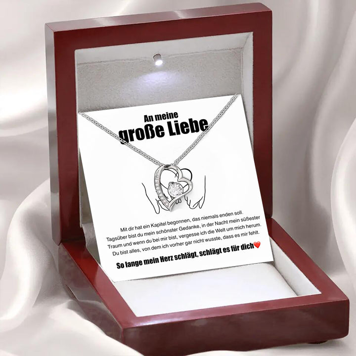 14k Weißgold Ausführung Herz Halskette - Große Liebe