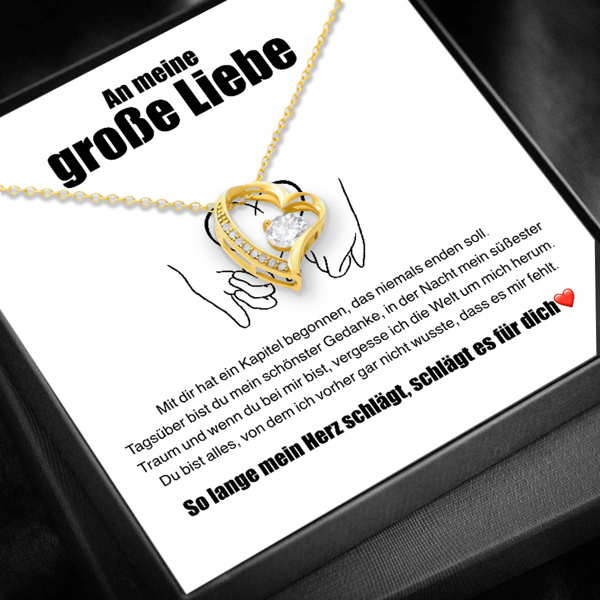 14k Weißgold Ausführung Herz Halskette - Große Liebe