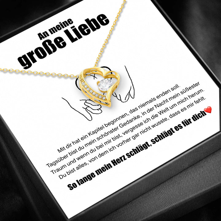 14k Weißgold Ausführung Herz Halskette - Große Liebe