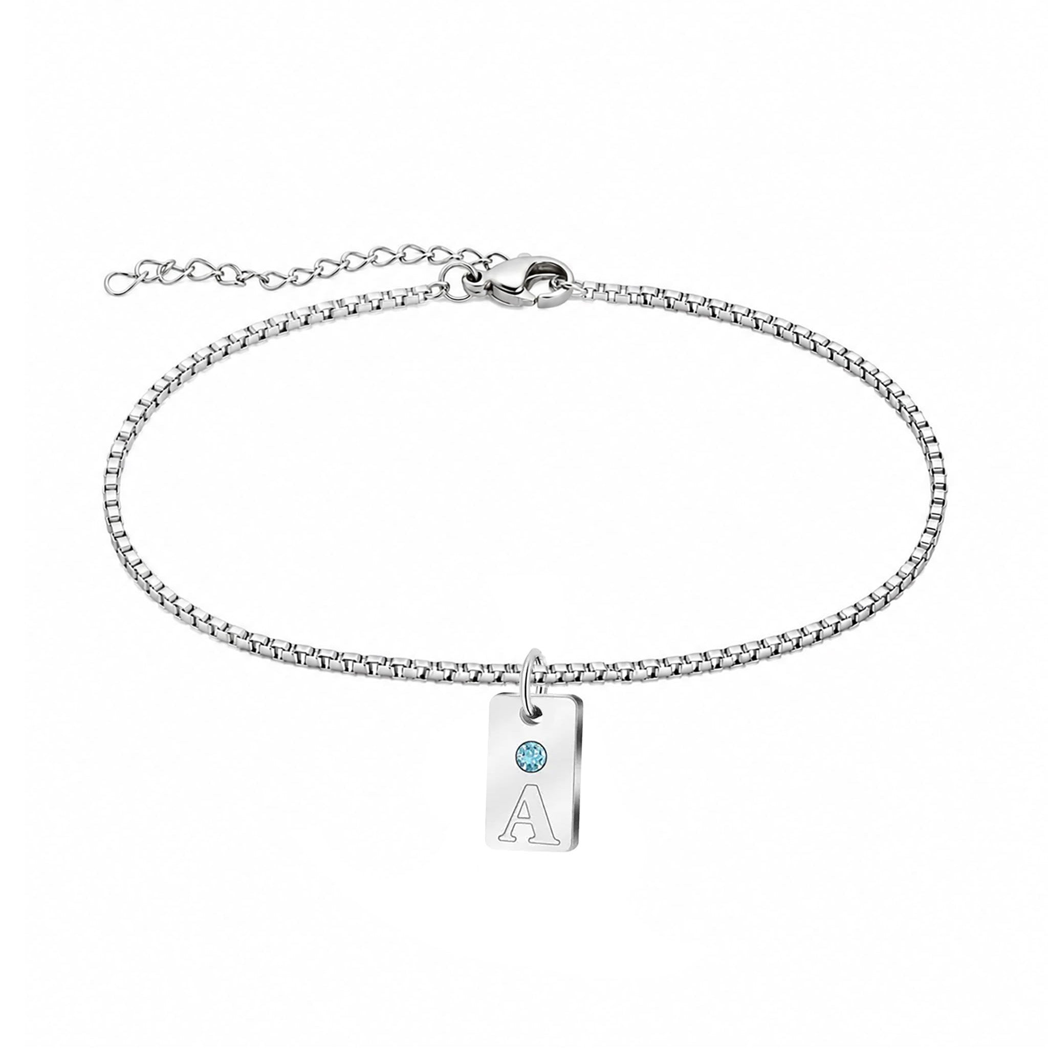 Initial & Geburtsstein Charm-Fußkettchen