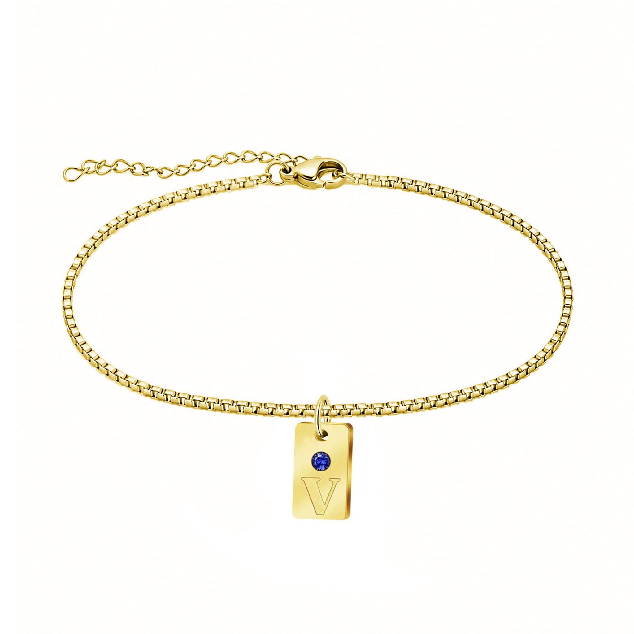 Initial & Geburtsstein Charm-Fußkettchen