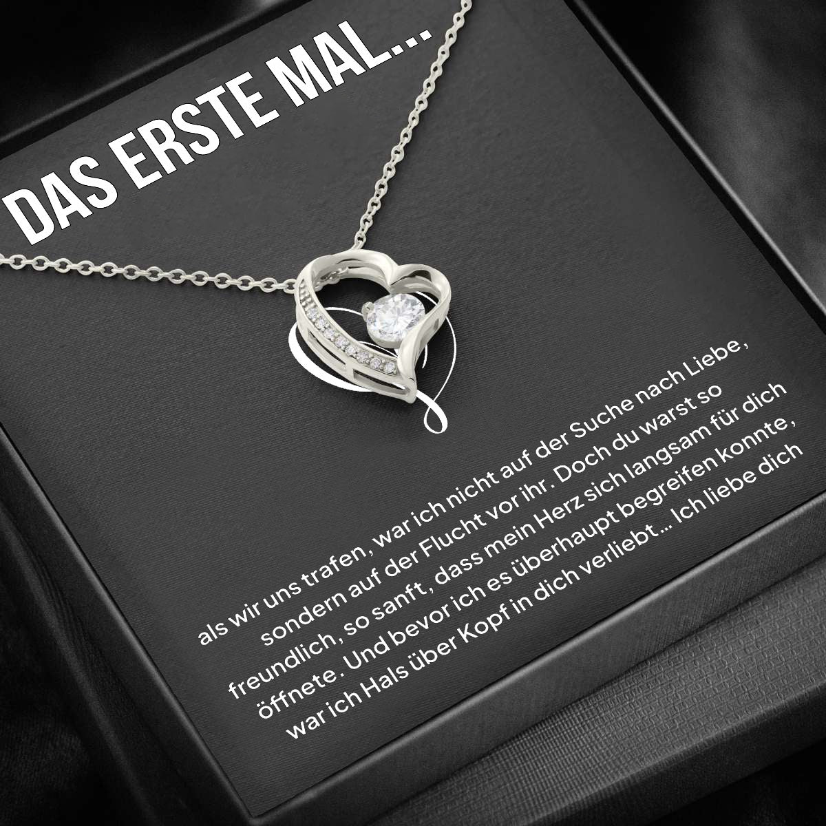 14k Weißgold Ausführung Herz Halskette - Das erste Mal
