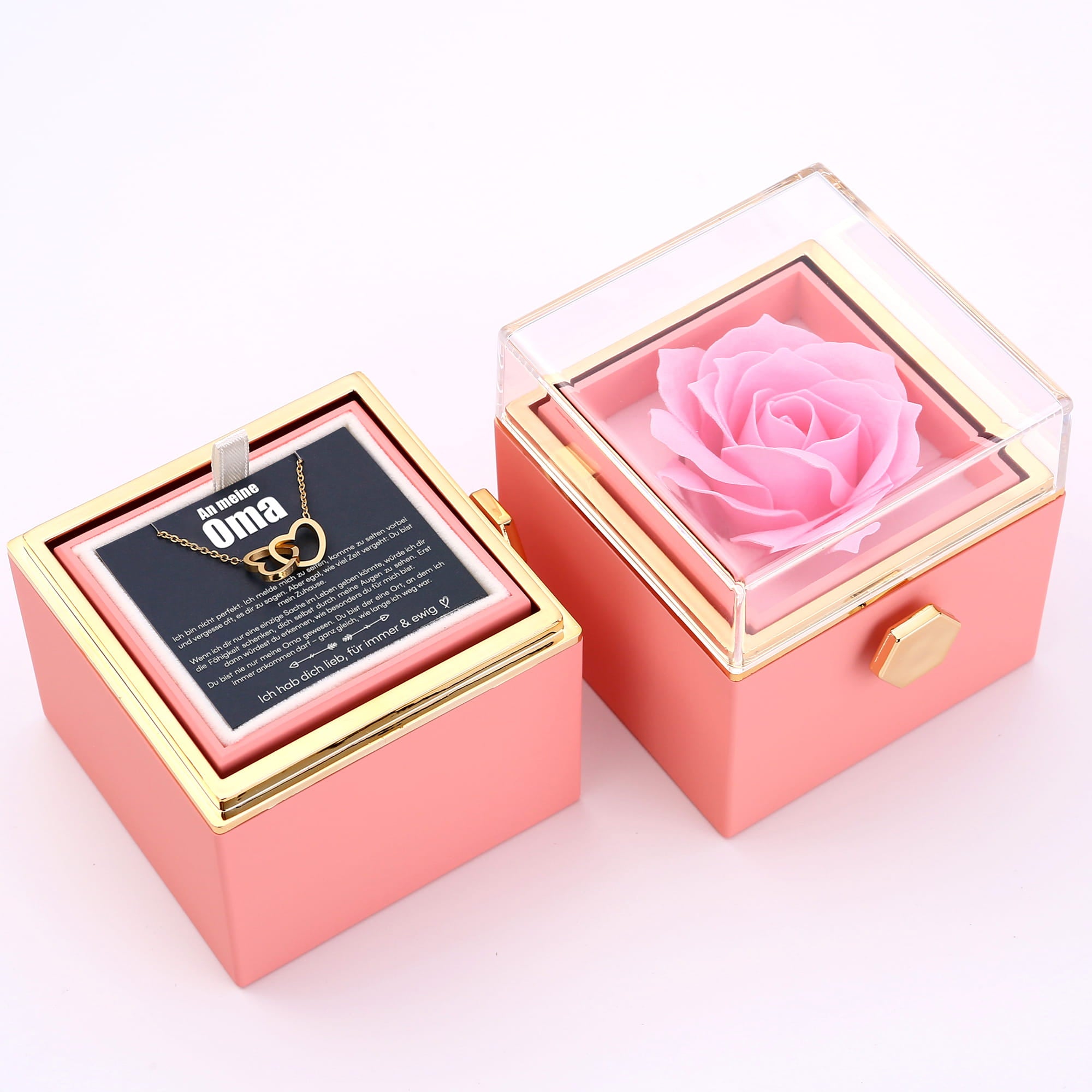An meine Oma - Ewige Rosenbox mit versteckter Halskette